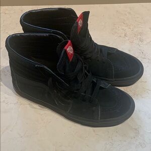 Vans Black and Red High-Top Sneakers
